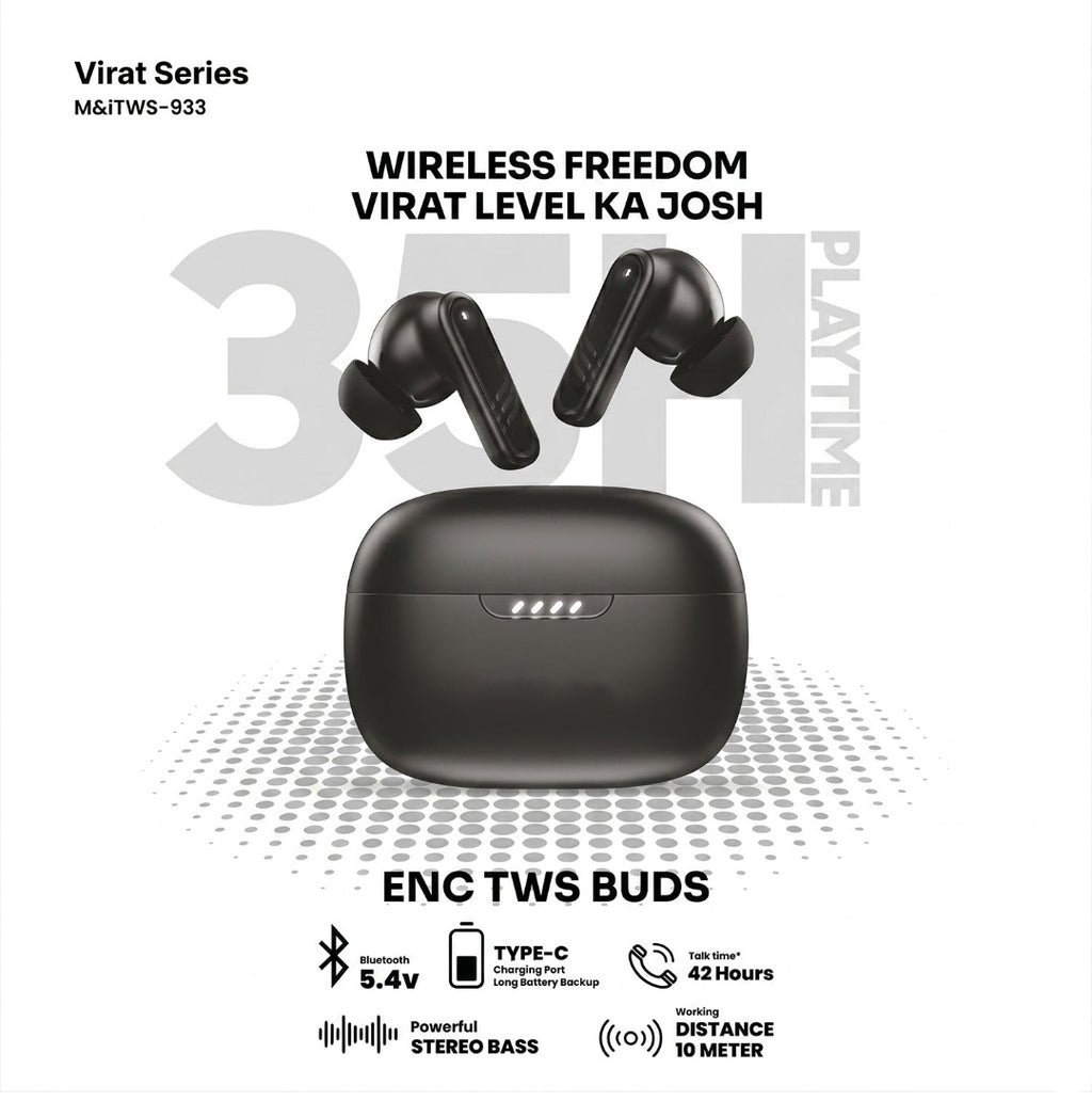 } Virat ENC Wireless Earbuds – 35H Battery & Deep