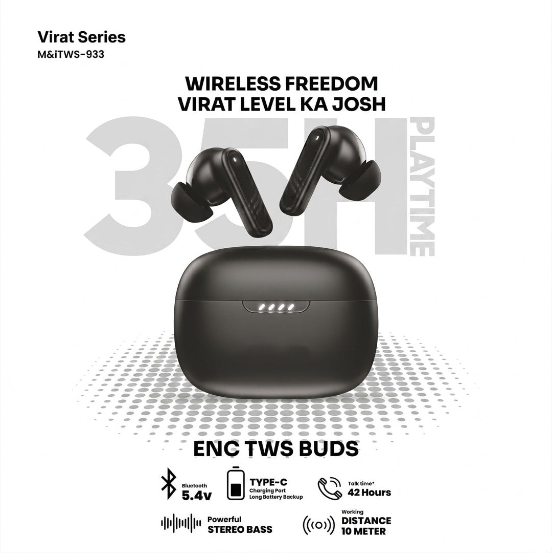 } Virat ENC Wireless Earbuds – 35H Battery & Deep