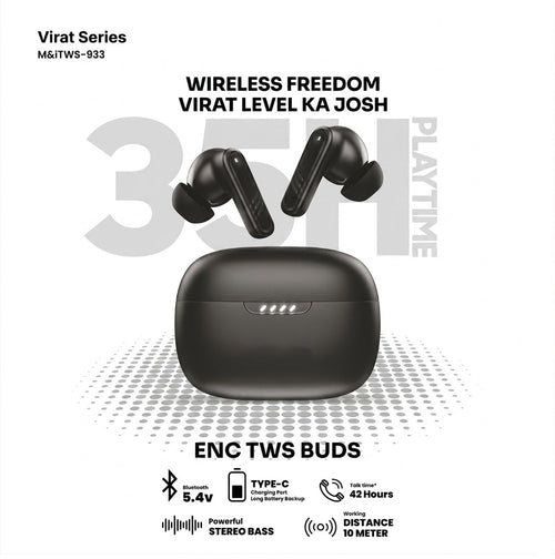 } Virat ENC Wireless Earbuds – 35H Battery & Deep