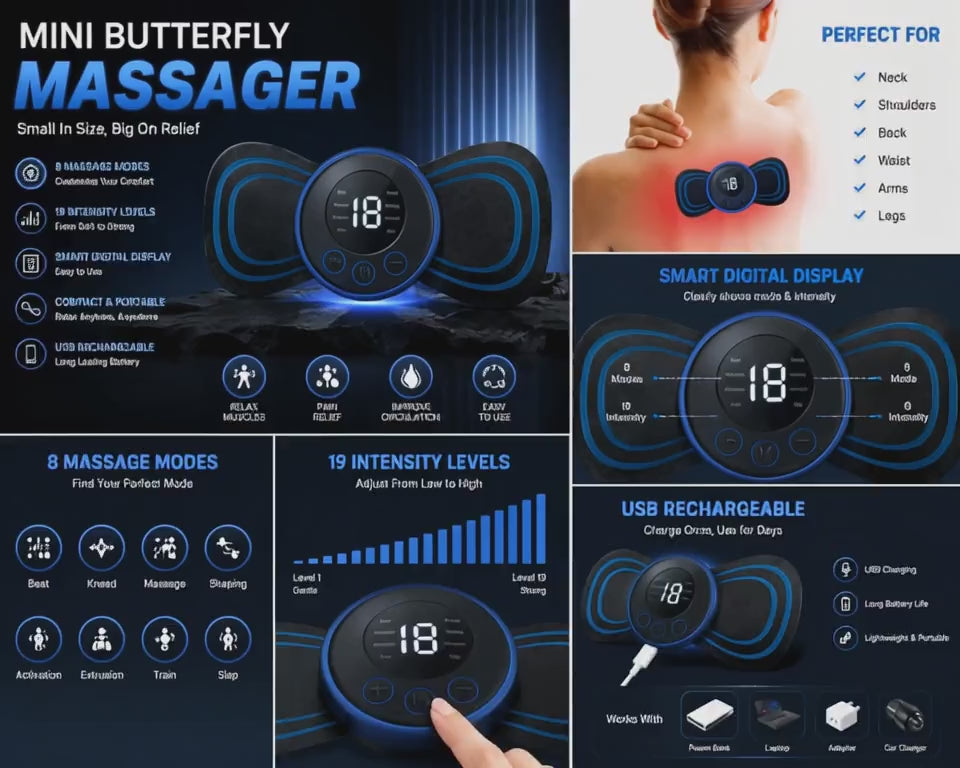 💆‍♂️ Mini Butterfly Massager – Smart Muscle Relaxation Device
